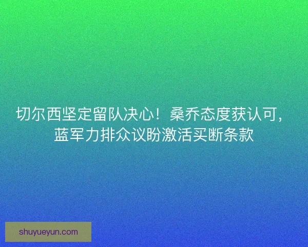 切尔西坚定留队决心！桑乔态度获认可，蓝军力排众议盼激活买断条款