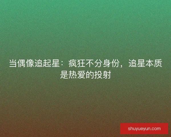 当偶像追起星：疯狂不分身份，追星本质是热爱的投射