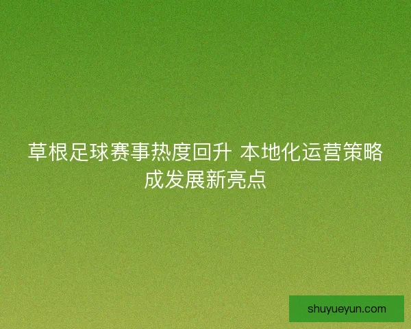 草根足球赛事热度回升 本地化运营策略成发展新亮点